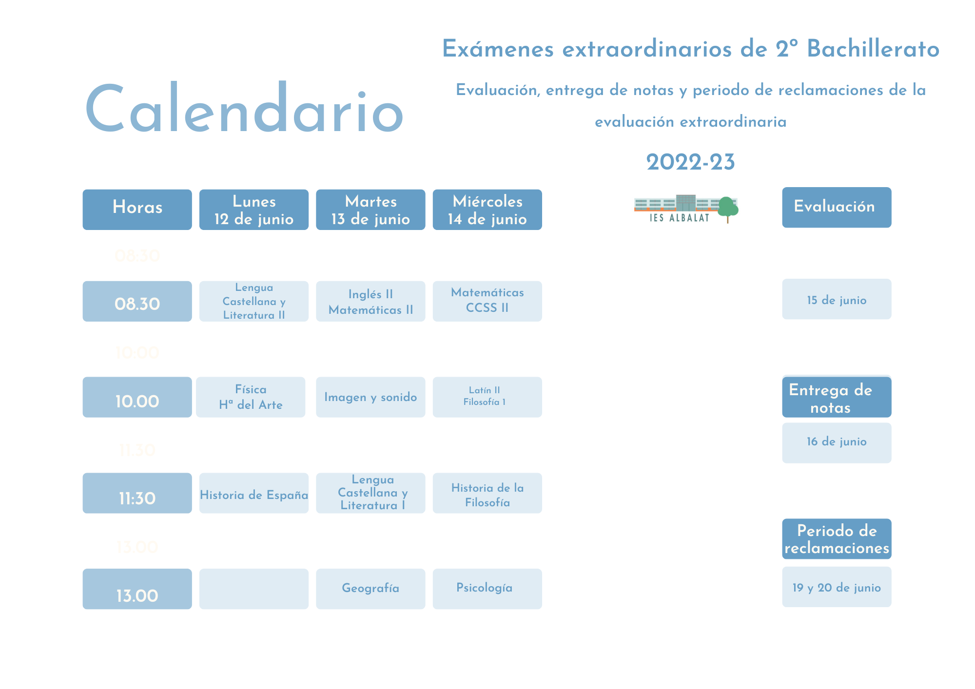 Exmenes extraordinarios 2 BA 22 23